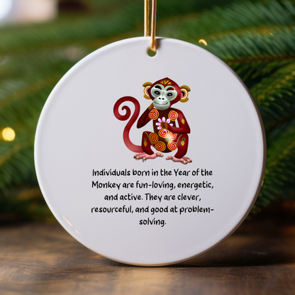 Chinese Zodiac Monkey Ornament, Year of the Monkey Horoscope Gift, Lunar New Year