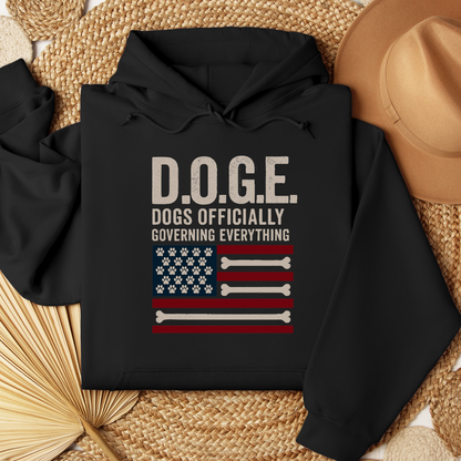 DOGE Funny Patriotic Dog Shirt Dogs Officially Governing Everything Tee for Pet Lovers and 4th of July Fans