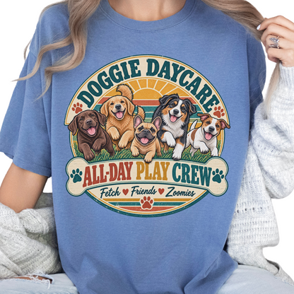 Dog Daycare Worker Shirt, Doggie Daycare Employee Gift, All Day Play Crew Tee