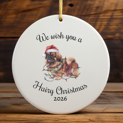 Christmas Pekingese Ornament, Christmas Lights Dog Keepsake