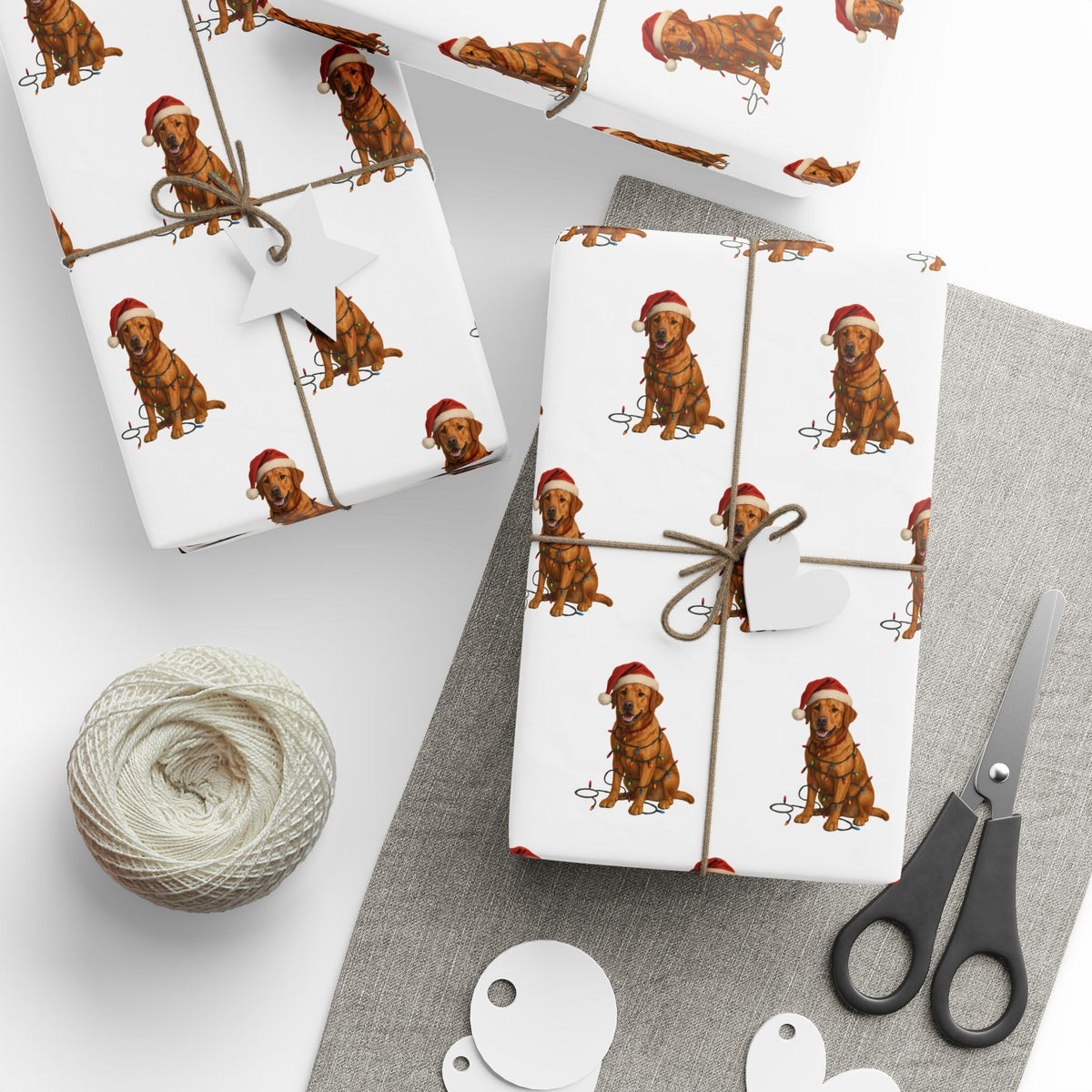 Fox Red Labrador Retriever Christmas Wrapping Paper, Dog Lover Gift Wrap, Holiday Dog Themed Paper, Cute Pet Gift Wrap for Lab Owners