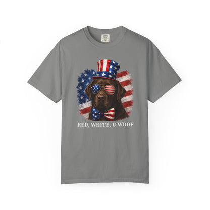 Patriotic Chocolate Lab Red White  & Woof Shirt
