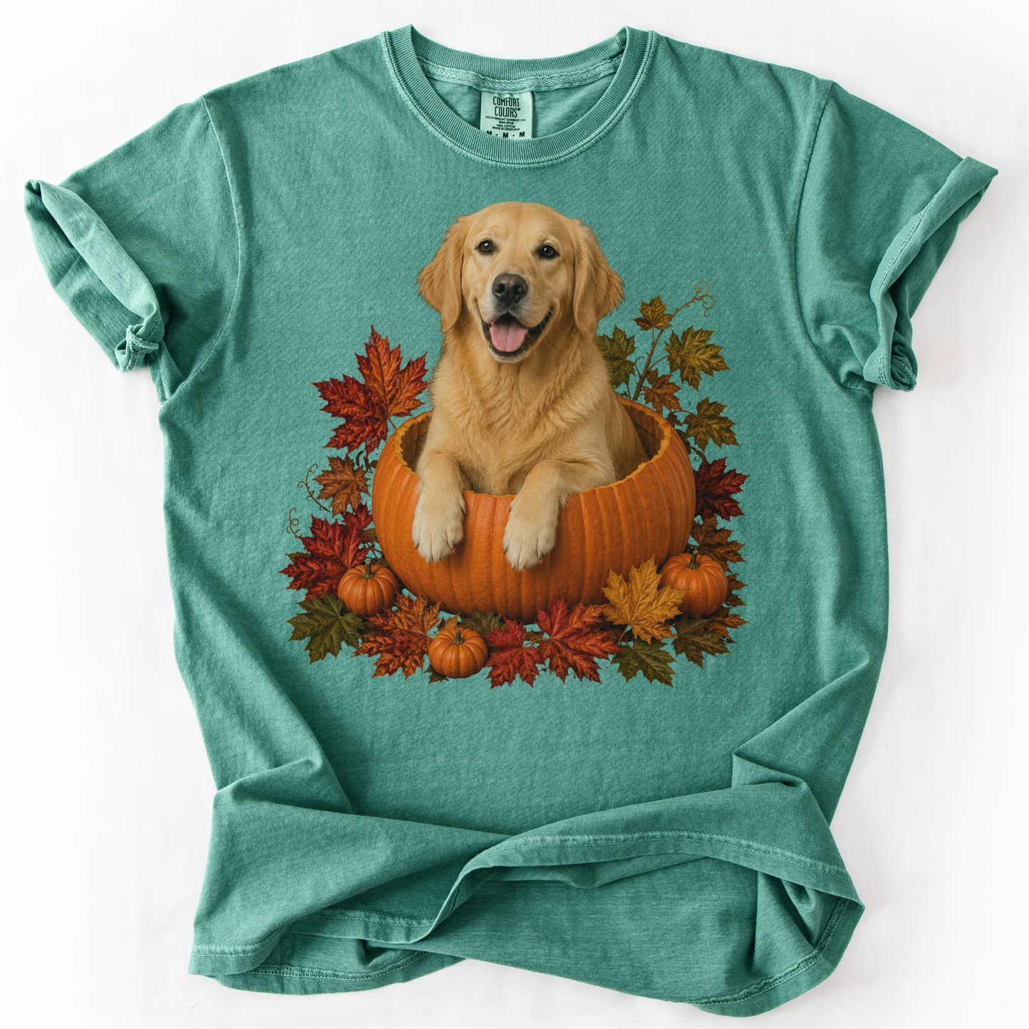 Golden Retriever Pumpkin Shirt Fall Dog Lover Autumn Comfort Colors Graphic Tee Gift Apparel