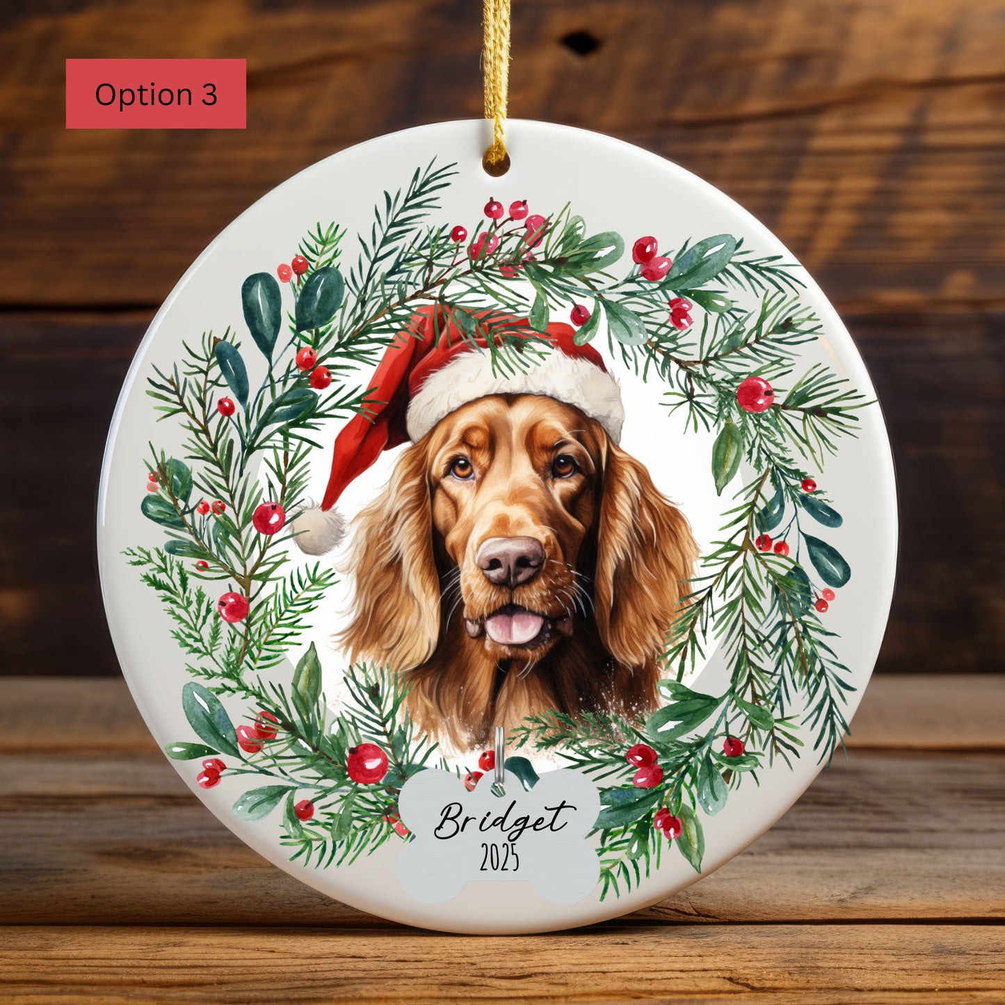 Personalized Irish Setter Christmas Ornament