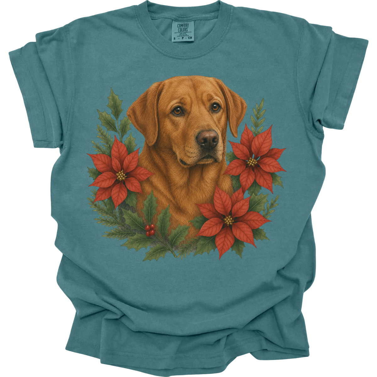 Fox Red Lab Poinsettia Christmas Shirt