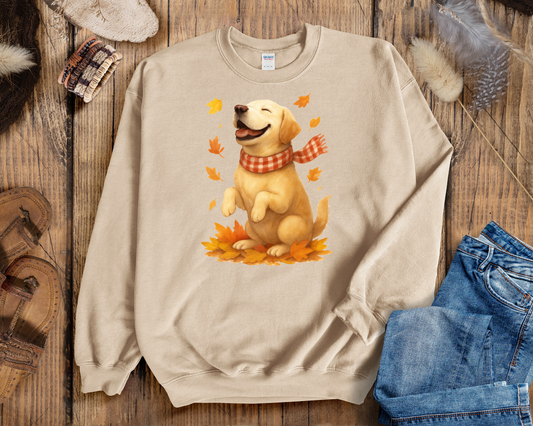Yellow Labrador Shirt, Autumn Dog Sweatshirt, Labrador Lover Gift, Cozy Canine Apparel, Fall Clothing for Dog Moms