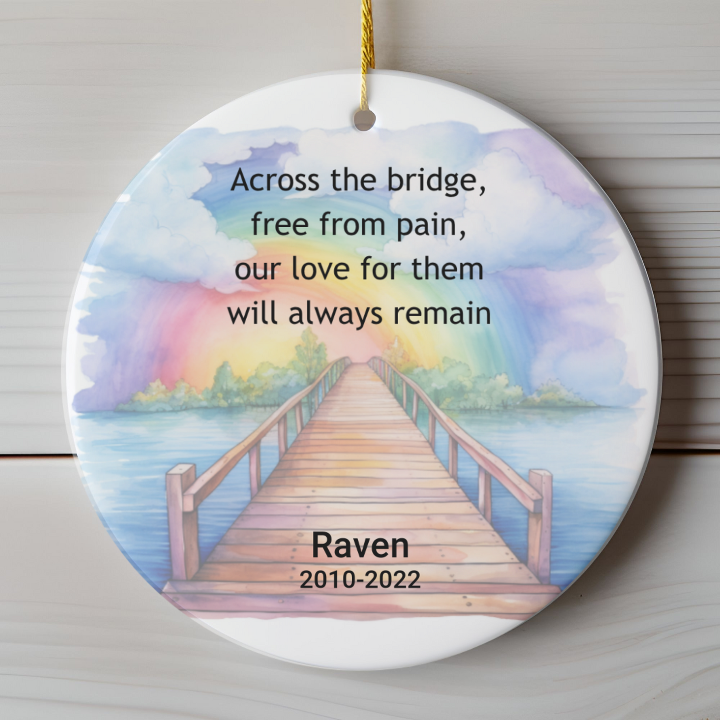 Pet Memorial Two-Sided Ornament, Rainbow Bridge Keepsake, Dog Cat Loss Sympathy Gift