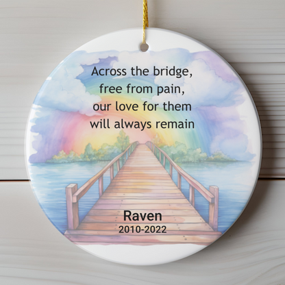 Pet Memorial Two-Sided Ornament, Rainbow Bridge Keepsake, Dog Cat Loss Sympathy Gift