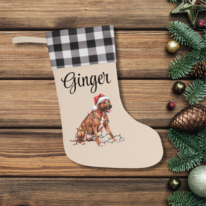 Personalized Rhodesian Ridgeback Christmas Stocking, Holiday Decor Gift for Pet Lovers