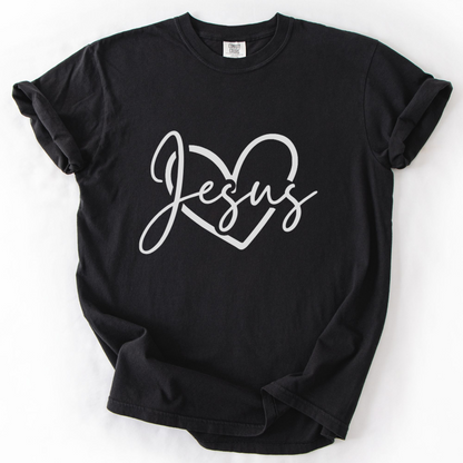 Jesus Heart Shirt, Christian Faith Tee, Minimalist Comfort Colors Gospel Shirt
