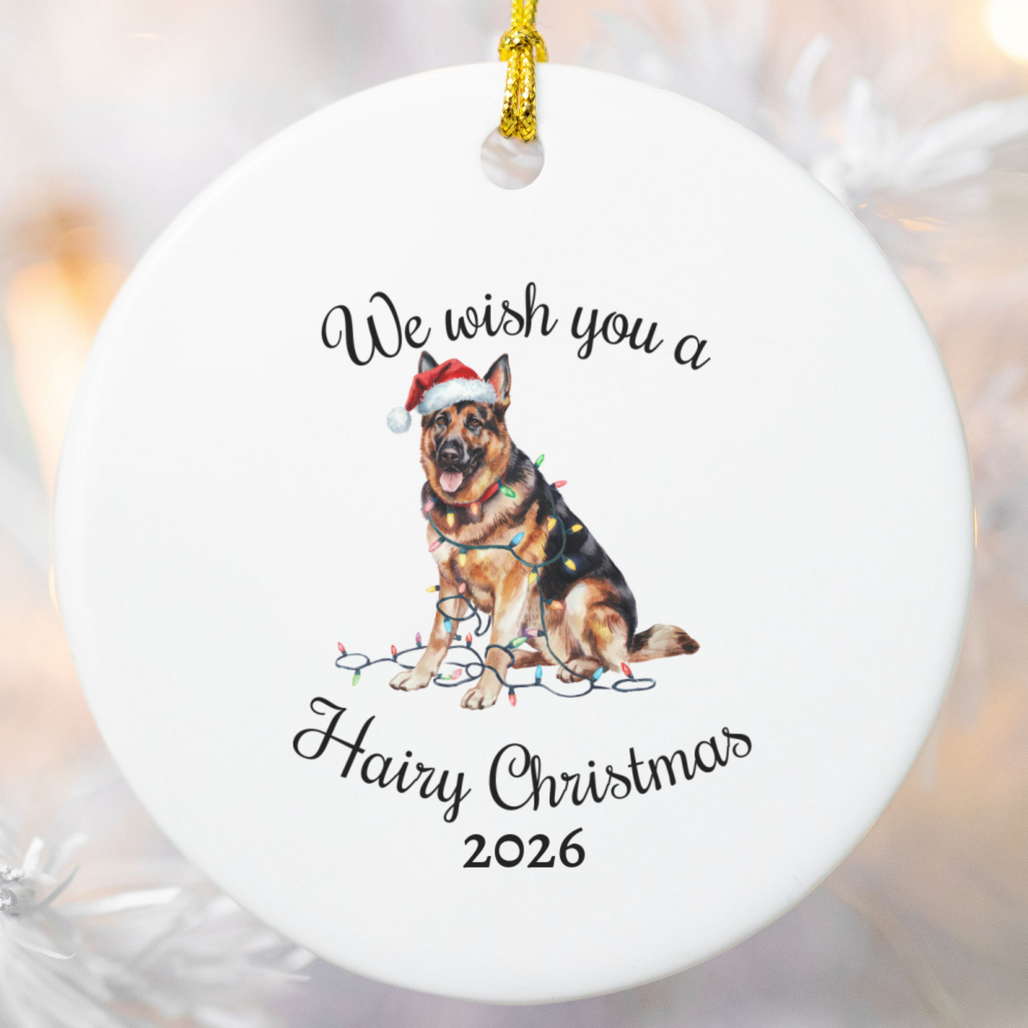 Christmas German Shepherd Ornament, Christmas Lights Dog Keepsake