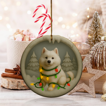 Personalized Samoyed Christmas 3D Clay-Style Dog Keepsake