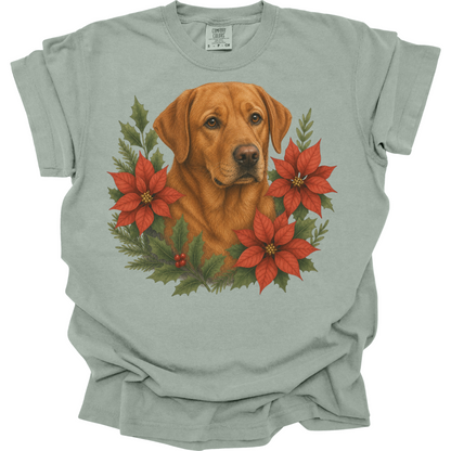 Fox Red Lab Poinsettia Christmas Shirt