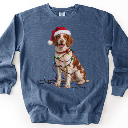 Brittany Spaniel Christmas Lights Sweatshirt