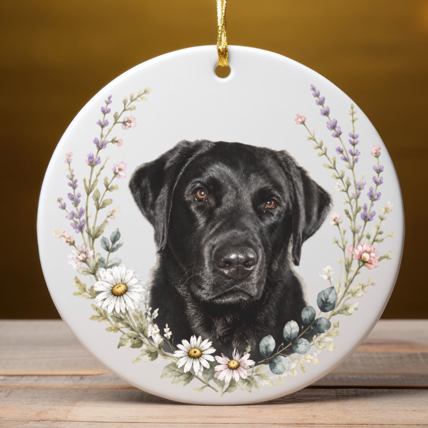 Personalized Pet Memorial Ornament, Custom Wildflower Dog Photo Hardest Goodbye Keepsake