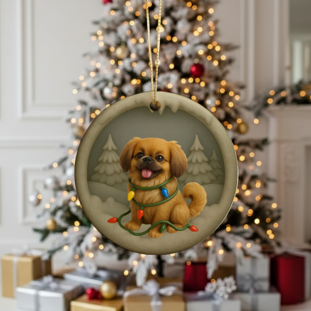 Personalized Pekingese Christmas 3D Clay-Style Dog Keepsake