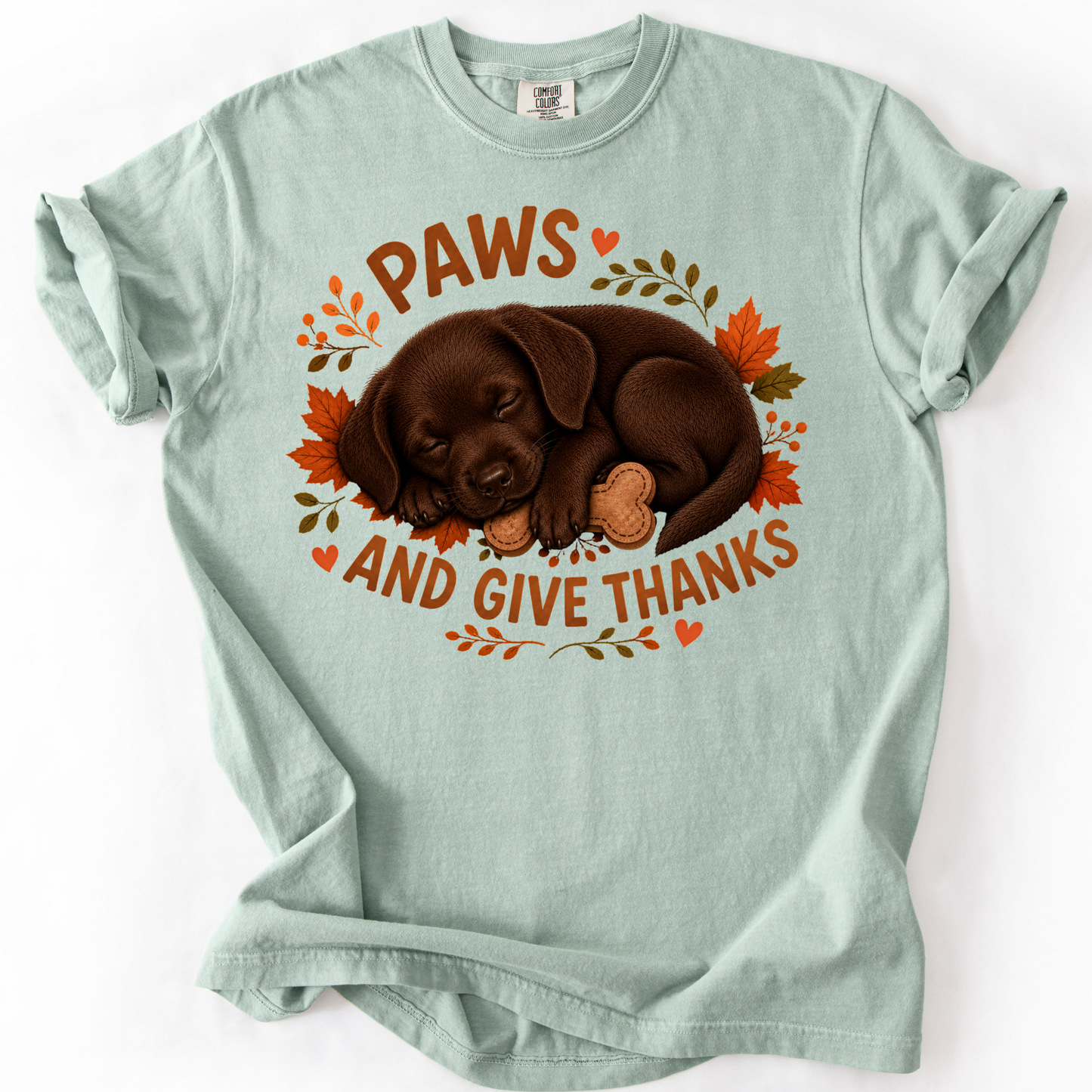 Chocolate Lab Thanksgiving Shirt, Paws Give Thanks Tee, Fall Labrador Retriever Lover Gift