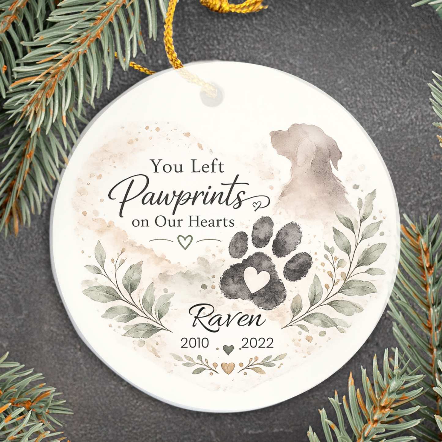 Personalized Pet Memorial Ornament, Custom Dog Loss Christmas Keepsake Gift