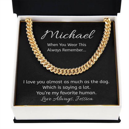 “Favorite Human” Dog Lover Gift Personalized Message Card Necklace