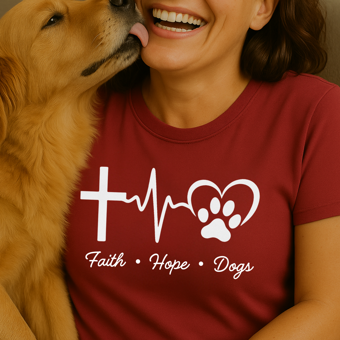 Unisex Garment-Faith Hope Dog Kisses Comfort Colors Shirt – Christian Dog Mom Tee, Soft Garment-Dyed 100% Cotton, Paw Print GiftDyed T-shirt