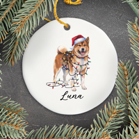 Load image into Gallery viewer, Personalized Akita Christmas Lights Ornament

