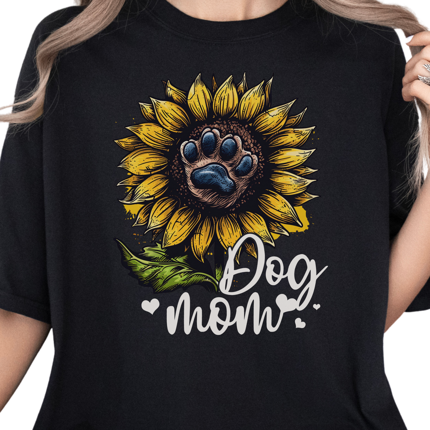 Dog Mom Sunflower Shirt, Paw Print Flower Tee, Cute Dog Lover Gift for Women