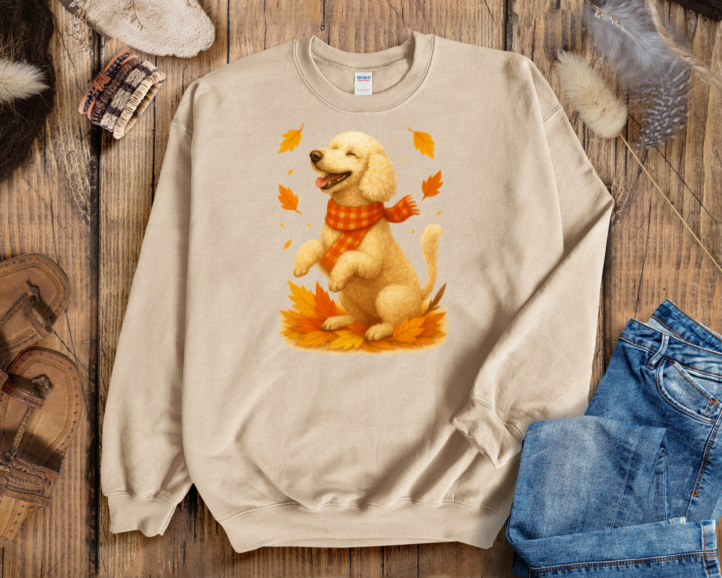 Poodle Autumn Shirt, Cozy Poodle Sweatshirt, Fall Dog Lover Apparel, Poodle Leaves Gift, Cute Dog Clothing, Autumn Vibes Sweatshirt