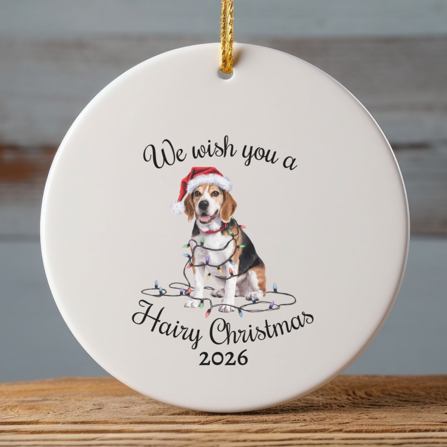Christmas Beagle Ornament, Beagle Mom, Christmas Lights Dog Keepsake, Christmas Dog, Gift For Dog Lover, Beagle