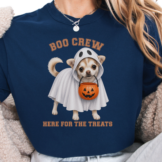 Custom Halloween Dog Shirt, Personalized Boo Crew Comfort Colors Pet Portrait Tee