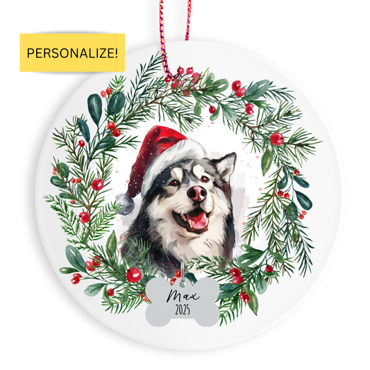 Personalized Alaskan Malamute Christmas Ornament