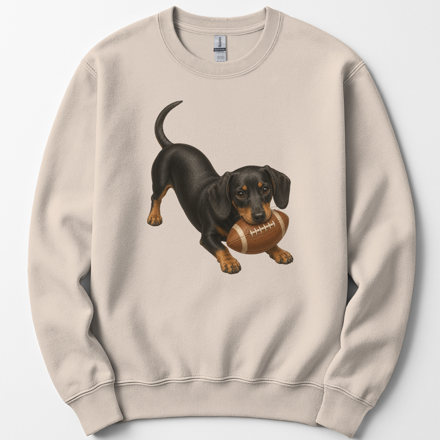 Black Tan Dachshund Football Sweatshirt Dog Lover Game Day Crewneck Gift Shirt