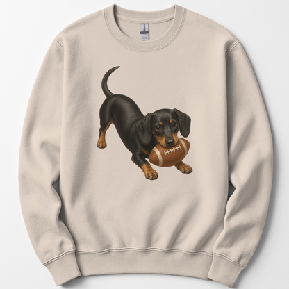 Black Tan Dachshund Football Sweatshirt Dog Lover Game Day Crewneck Gift Shirt
