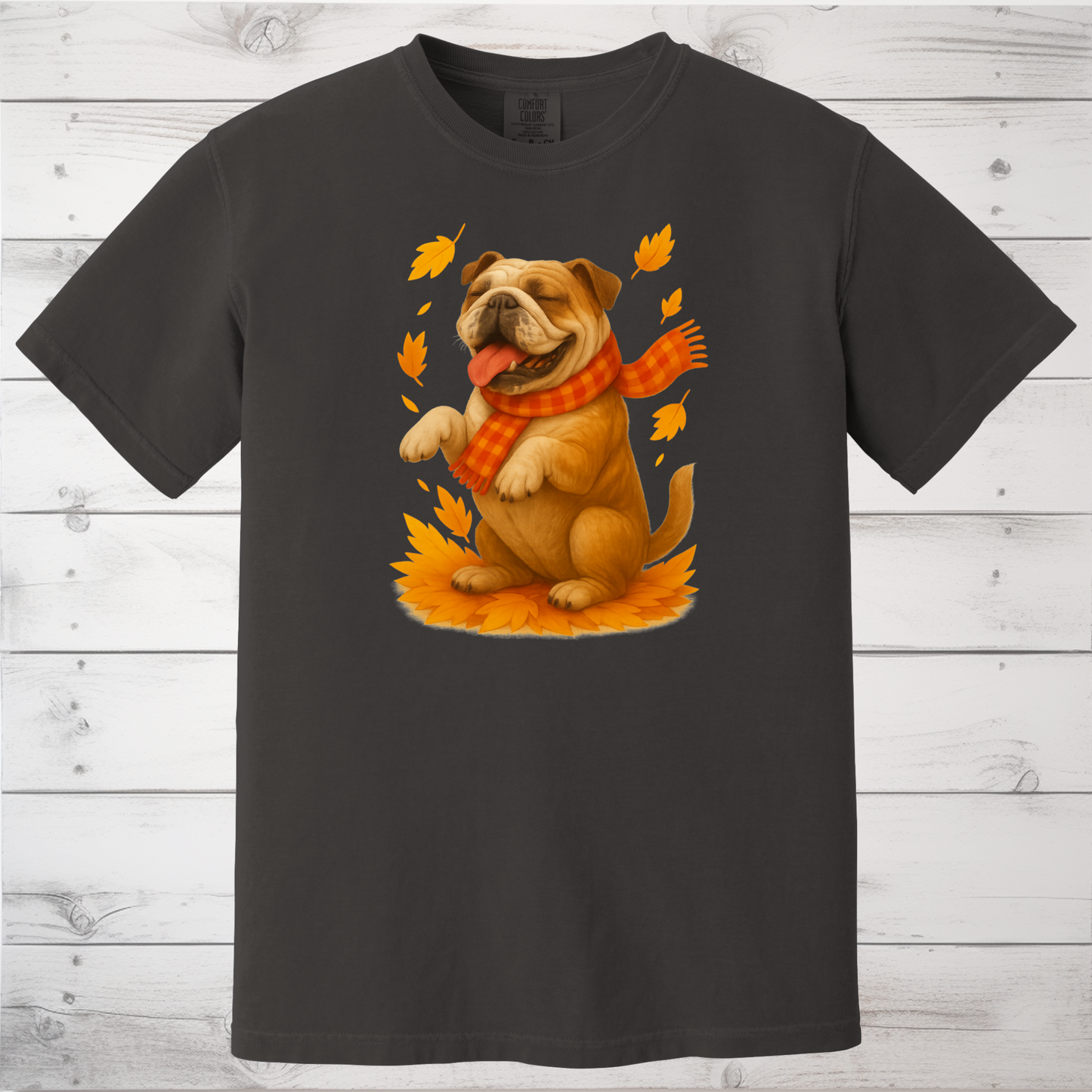 Bulldog Autumn Shirt, Dog Lover Fall Sweater, Cozy Pet Apparel, Cute Dog Seasonal Gift, Bulldog Autumn Wear, Fall Dog Fashion
