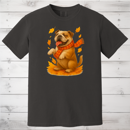Bulldog Autumn Shirt, Dog Lover Fall Sweater, Cozy Pet Apparel, Cute Dog Seasonal Gift, Bulldog Autumn Wear, Fall Dog Fashion