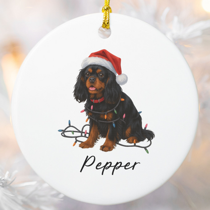 Personalized Black and Tan Cavalier King Charles Spaniel Ornament, Custom Dog Christmas Ornament, Cavalier Lover Gift
