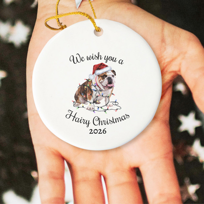 Christmas Bulldog Ornament, Bulldog Mom, Christmas Lights Dog Keepsake, Christmas Dog, Gift For Dog Lover, Bulldog