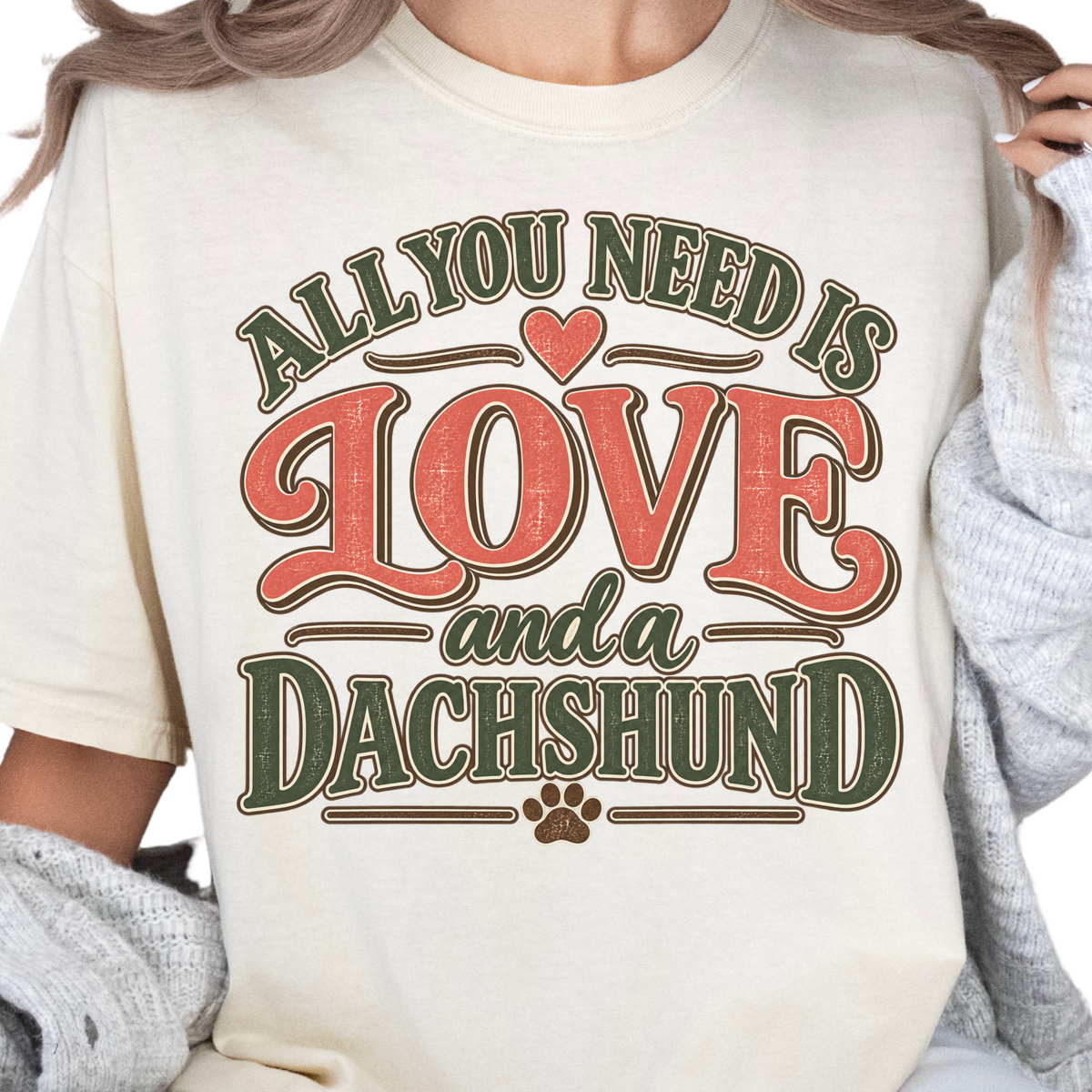 Dachshund Shirt, Dachshund Mom Gift, All You Need Is Love Wiener Dog Tee