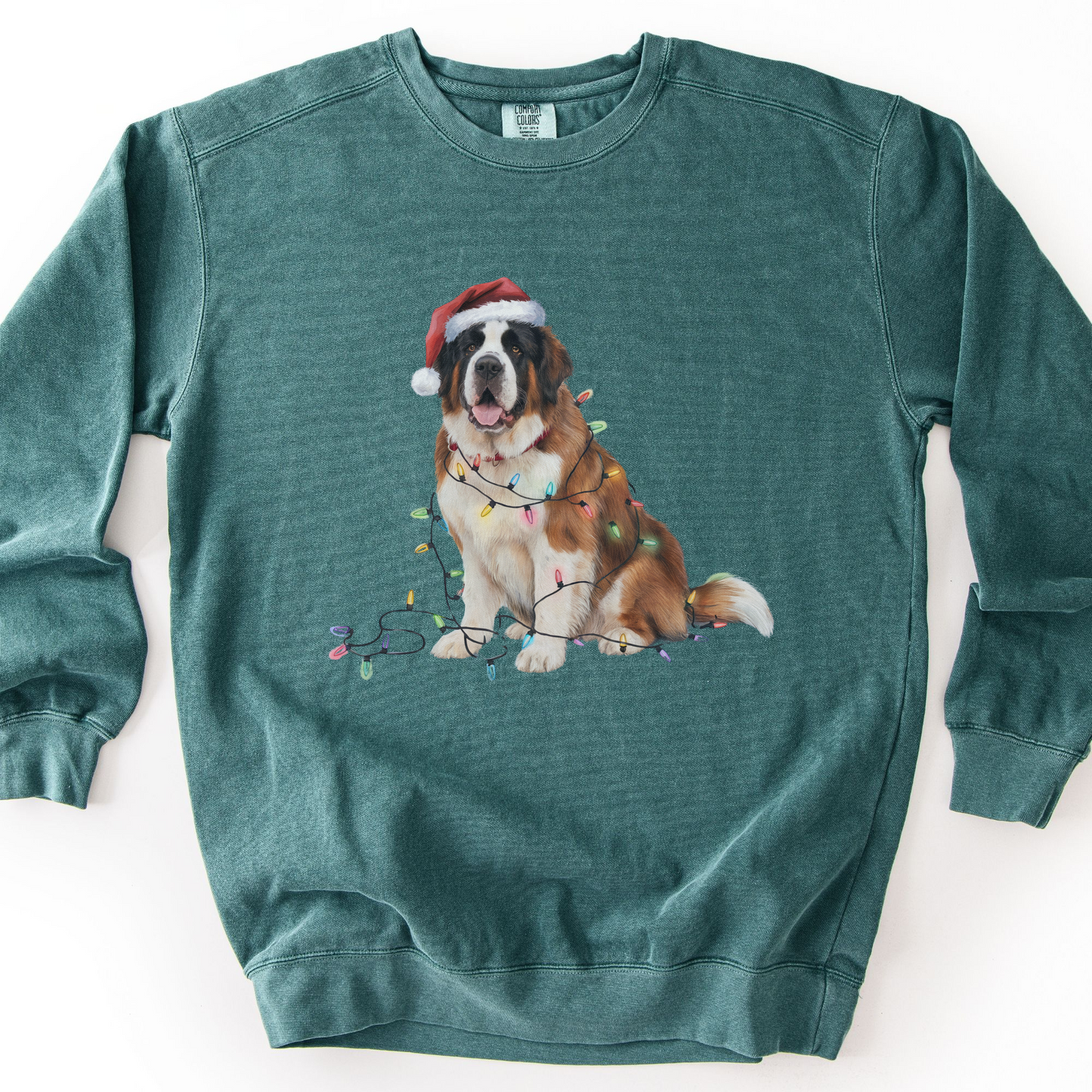 Saint Bernard Christmas Lights Sweatshirt, Festive Dog Lover Gift