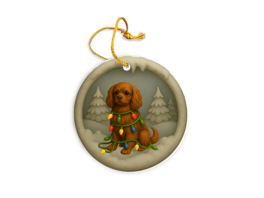 Personalized Ruby Cavalier King Charles Spaniel Christmas 3D Clay-Style Dog Keepsake