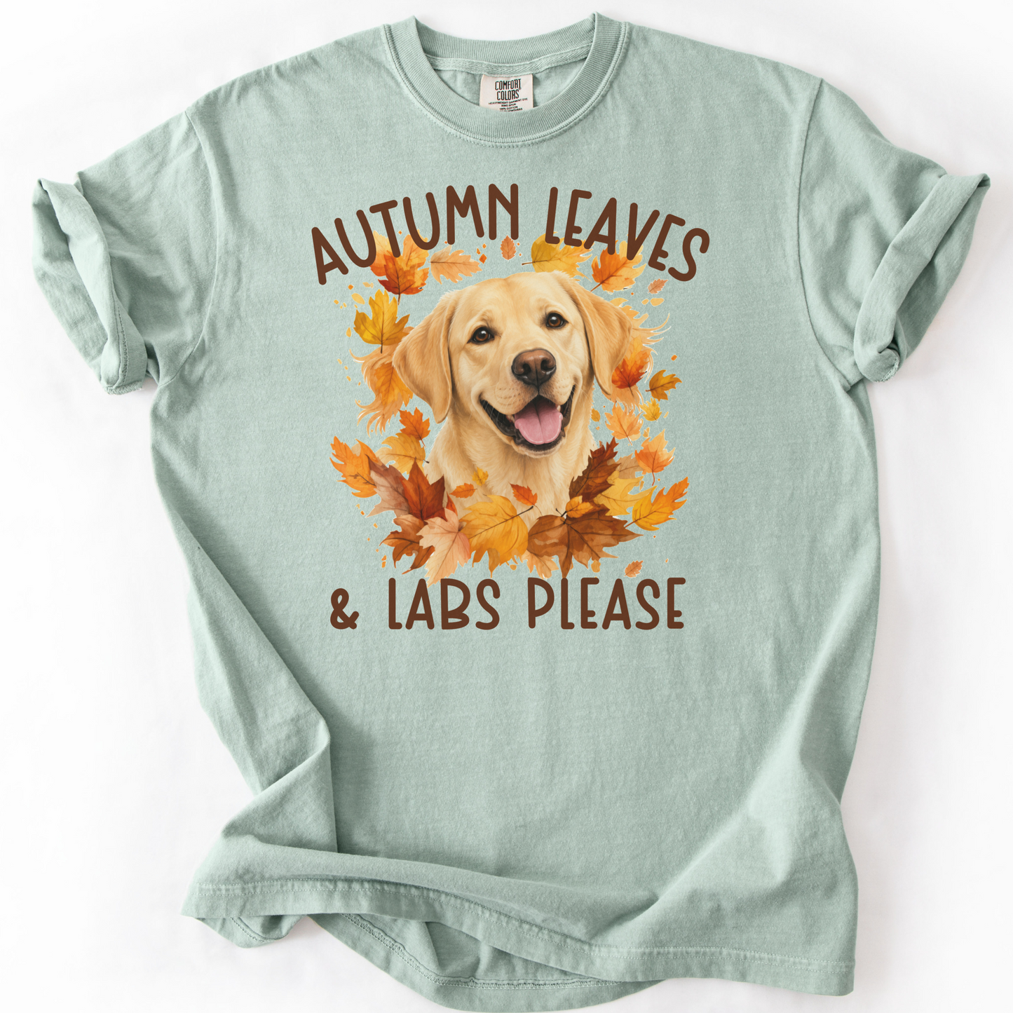 Yellow Lab Mom Fall Shirt, Autumn Leaves & Labs Please