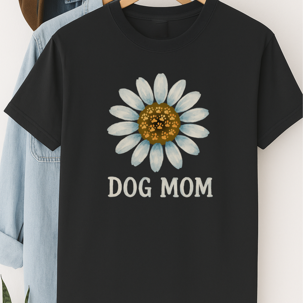 Dog Mom Shirt with Paw Print Flower Cute Pet Lover Tee Dog Mama Gift Floral Dog Mom T-Shirt Dog Mothers Day T-Shirt
