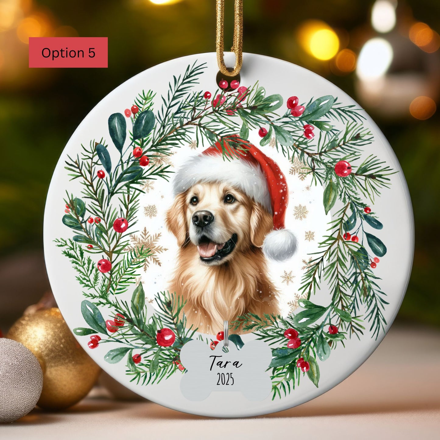 Personalized Golden Retriever Christmas Ornament