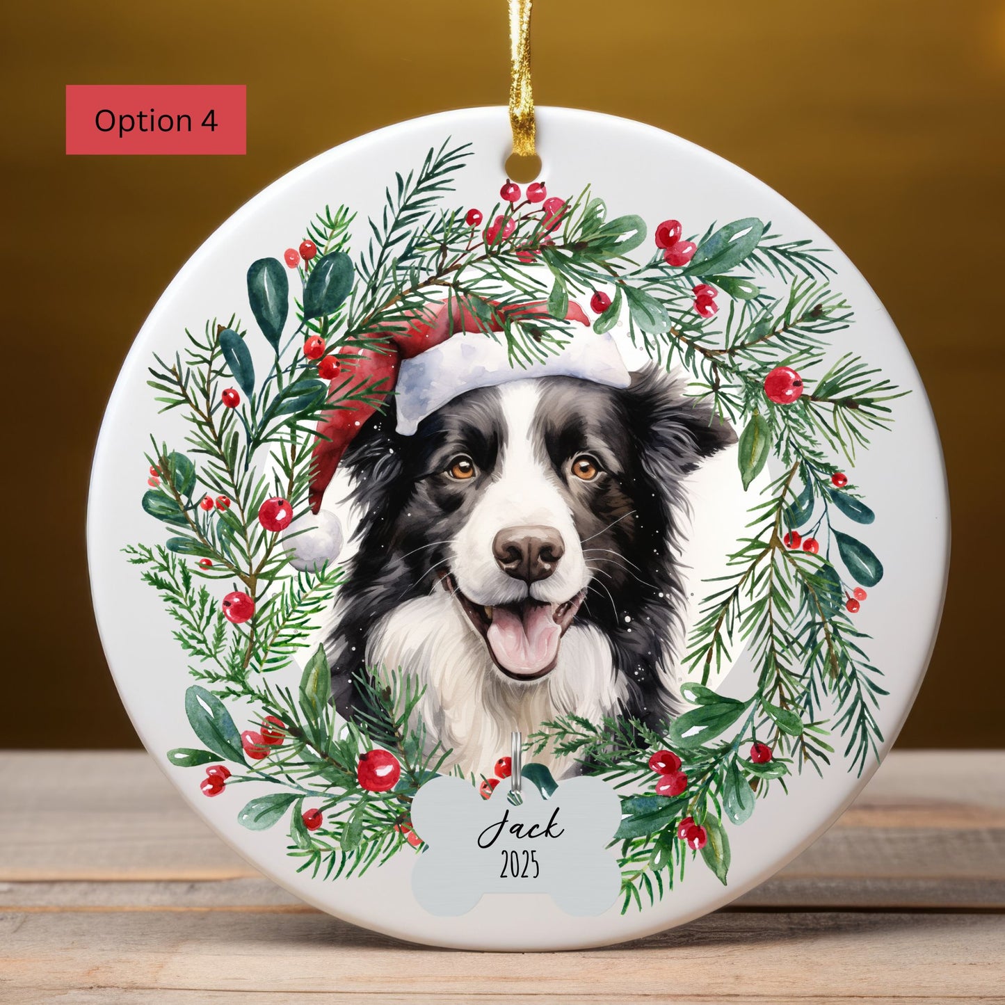 Personalized Border Collie Christmas Ornament