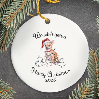 Christmas Tan Chihuahua Ornament, Christmas Lights Dog Keepsake