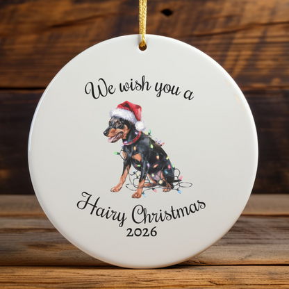 Christmas Miniature Pinscher Ornament, Christmas Lights Dog Keepsake