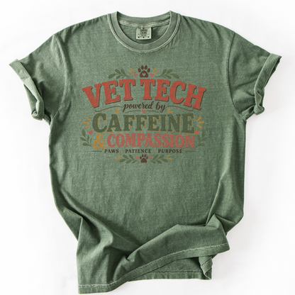 Vet Tech Shirt, Veterinary Technician Gift, Caffeine and Compassion Tee, Vet Tech Apparel