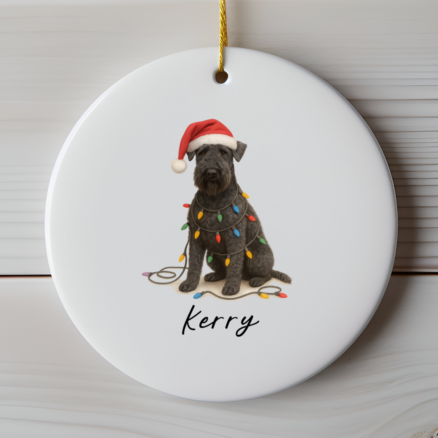 Personalized Kerry Blue Terrier Christmas Ornament, Ceramic Dog Holiday Keepsake
