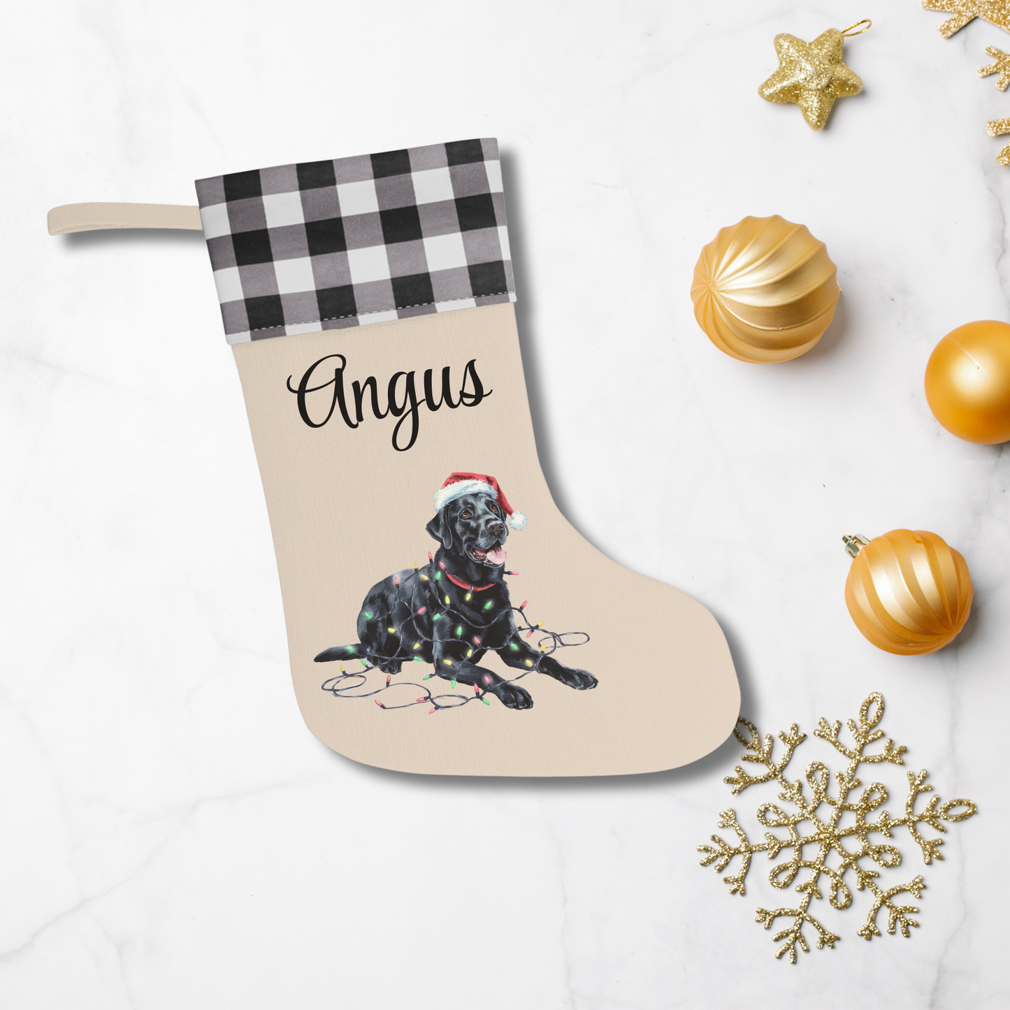 Personalized Black Labrador Christmas Stocking,  Holiday Decor Gift for Pet Lovers