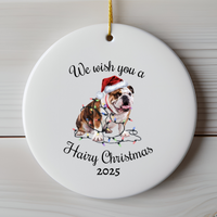 Load image into Gallery viewer, Christmas Bulldog Ornament, Christmas Lights Dog Keepsake

