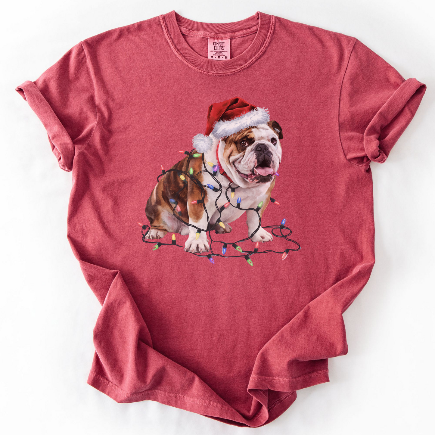 Christmas Bulldog Shirt, Christmas Lights Dog Tee, Christmas Dog Tee, Bulldog Mom Tshirt, Gift for Dog Lover, Bulldog